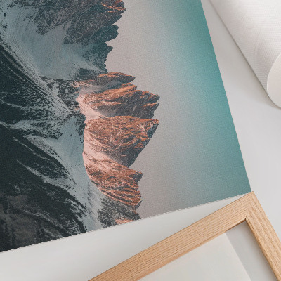 Kunstdruck poster Pastellfarbene Berge im Licht der untergehenden Sonne