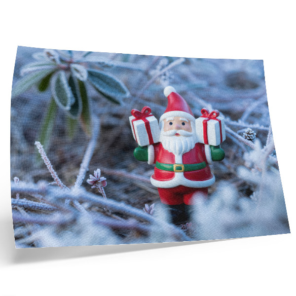 Poster Weihnachtsmann mit Geschenken in winterlicher Umgebung
