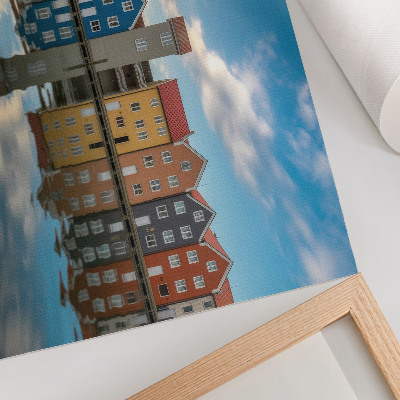 Poster kunstdruck Bunte Häuser am Wasser, Spiegelungen, Architektur