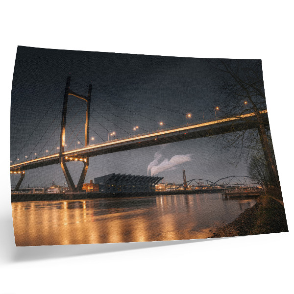 Poster kunstdruck Brücke bei Nacht, modernes Bauwerk, friedliche Atmosphäre