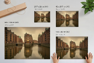 Kunstdruck poster Historische Gebäude, Kanäle, ruhiges Wasser, Brücken