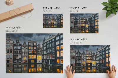 Kunstdruck poster Mietshäuser am Kanal, gemütliche Atmosphäre der Besinnung