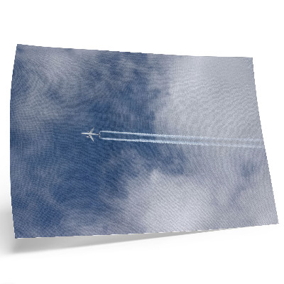 Poster Flugzeug im blauen Himmel mit weißen Streifen