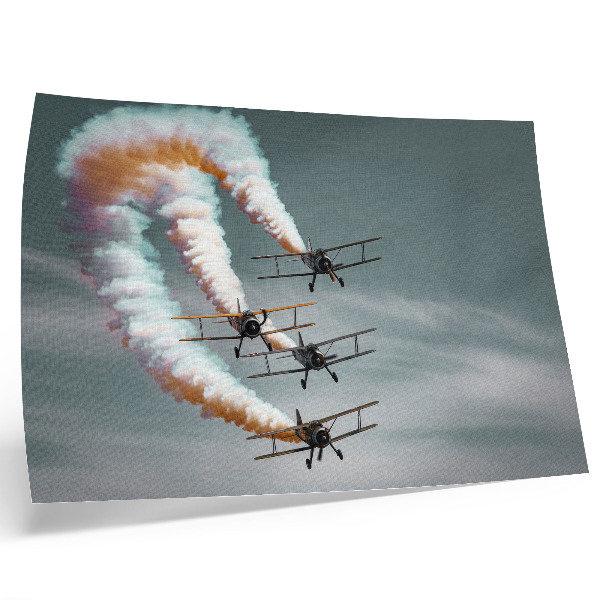 Poster kunstdruck Flugzeuge in Formation mit orangefarbenen Streifen