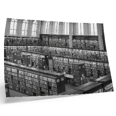 Poster Klassische Bibliothek mit Holzregalen