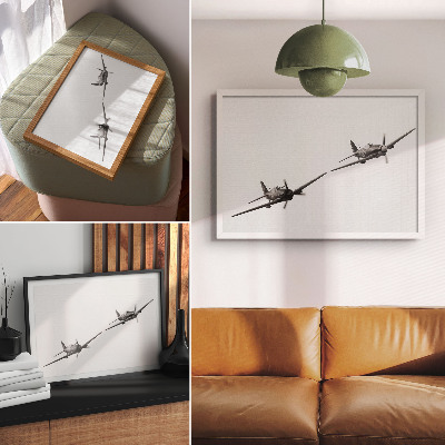 Poster Historische Flugzeuge in Schwarz-Weiß-Aufnahmen in der Flugdynamik