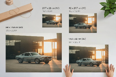 Poster kunstdruck Ein Oldtimer vor architektonischer Kulisse