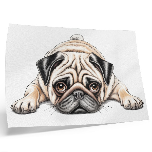 Poster kunstdruck Hundeillustration, gemütlich, warme Farben, Details