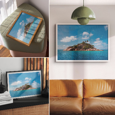 Kunstdruck poster Exotische Insel blauer Himmel grün