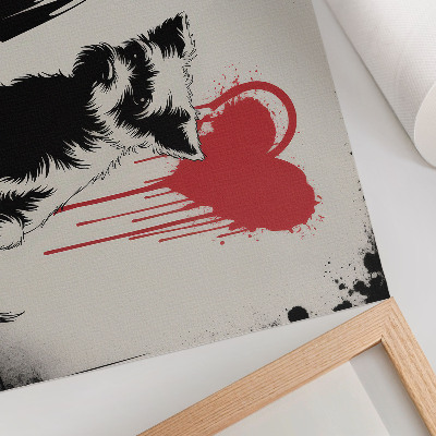 Poster Schwarz-weißes Mädchen-Hund-Herz