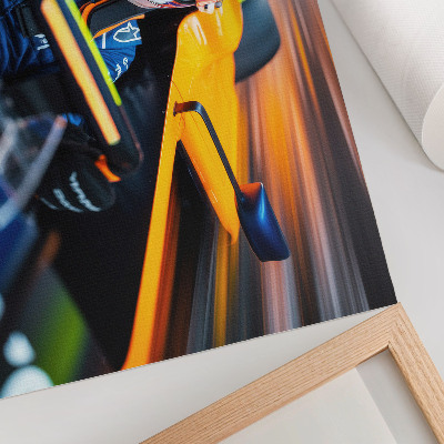 Poster Ein Fahrer in einem Rennwagen voller Geschwindigkeit und Energie