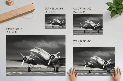 Poster Altes Flugzeug in monochromen Farben