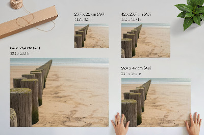 Poster Holzpflöcke Strand Meer Frieden Natur