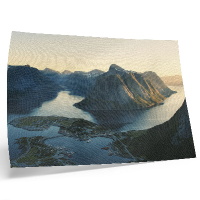 Poster Fjorde, Berge, Wasser, Sonnenuntergang, Harmonie der Natur