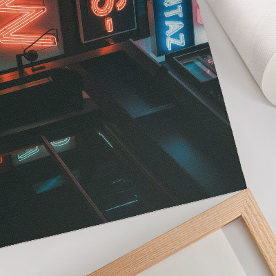 Kunstdruck poster Bunte Neonreklamen, abendliche Atmosphäre