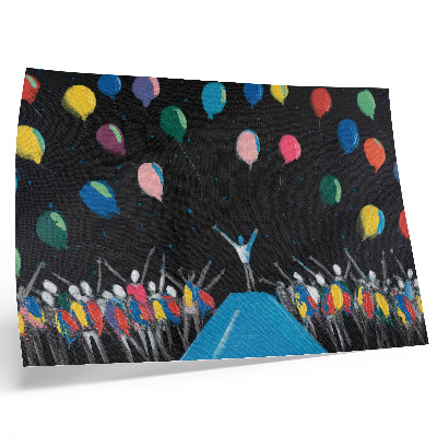 Poster Bunte Ballons, die sich vom schwarzen Himmel abheben