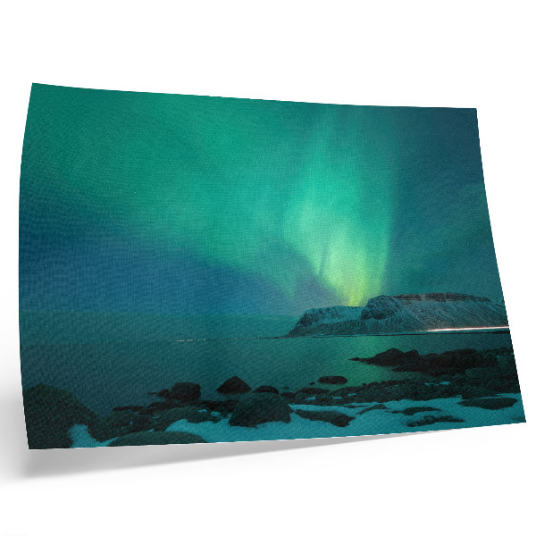 Kunstdruck poster Grüne Aurora, schimmernde Lichter, ruhige Oberfläche