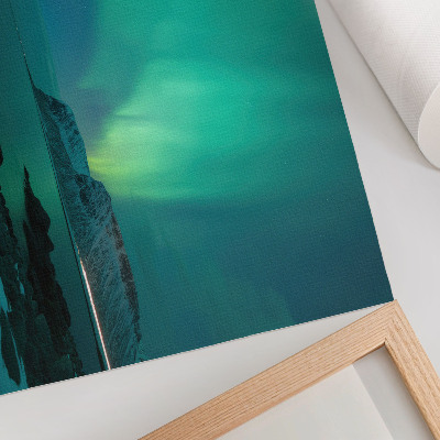 Kunstdruck poster Grüne Aurora, schimmernde Lichter, ruhige Oberfläche