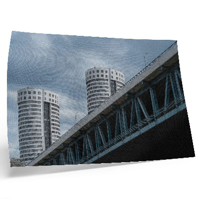 Poster kunstdruck Brücken und Wolkenkratzer, Modernität, Symmetrie, Eleganz