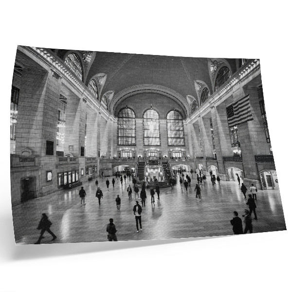 Kunstdruck poster Elegantes Interieur mit großen Fenstern und zentralem Treppenhaus