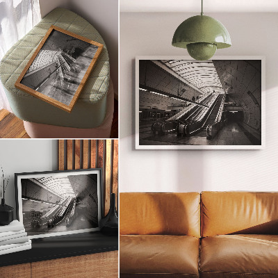 Poster Moderne Architektur, Rolltreppe im Innenraum
