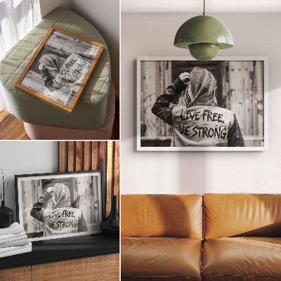 Poster kunstdruck Schwarze Jacke mit Aufschriften, starke Komposition, Kontrast