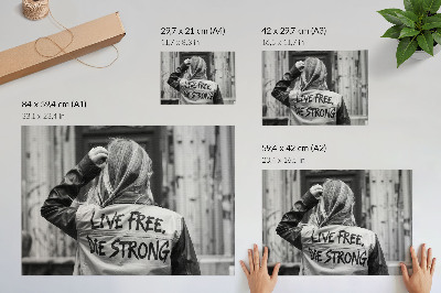 Poster kunstdruck Schwarze Jacke mit Aufschriften, starke Komposition, Kontrast