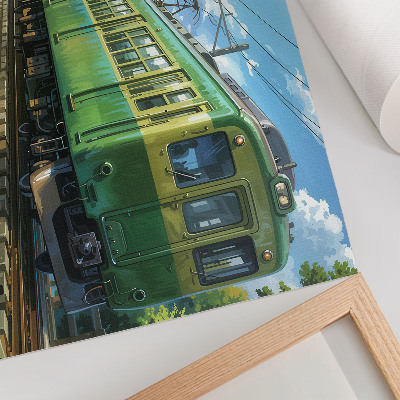 Poster Illustrativer Zug in einer Küstenlandschaft