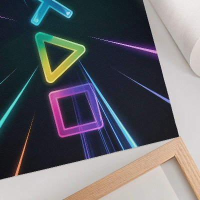 Poster kunstdruck Neonfarbene geometrische Formen in Bewegung