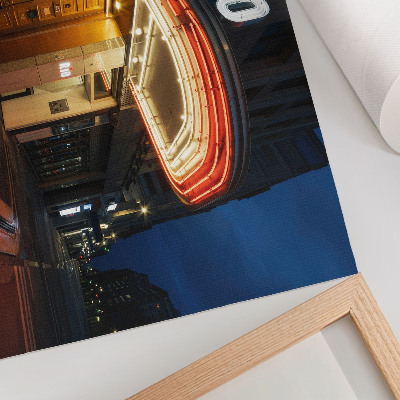 Poster Retro-Kino-Neonlichter, rot-cremefarben