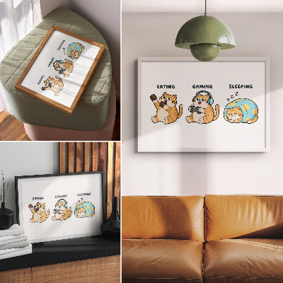 Poster kunstdruck Lustige Katzenillustrationen, süß und lustig