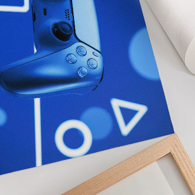 Kunstdruck poster Gamecontroller blauer geometrischer Hintergrund