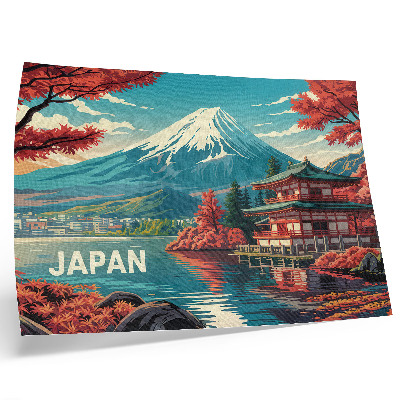 Kunstdruck poster Farbenfrohe See- und Berglandschaft in Japan
