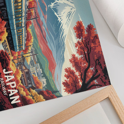 Poster Ein Zug vor der Kulisse der Berge, in den herbstlichen Farben der Natur.