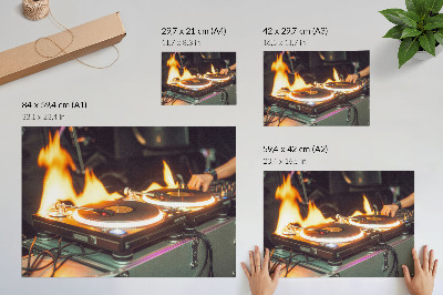 Kunstdruck poster Eine energiegeladene Mischung aus Flammen und Elektronik