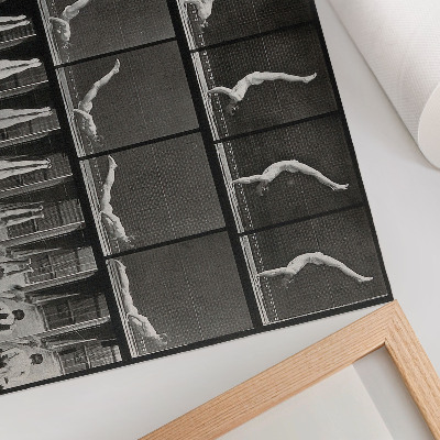 Poster Ein Mann, der aus der Rückenlage auf den Händen steht. Fototyp nach Eadweard Muybridge, 1887.