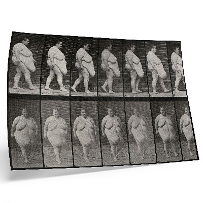 Poster kunstdruck Übergewichtige Frau beim Gehen. Fototyp nach Eadweard Muybridge, 1887