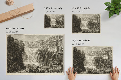 Poster kunstdruck Blick auf die große Kaskade am Tivoli, aus „Ansichten von Rom“ von Giovanni Battista Piranesi