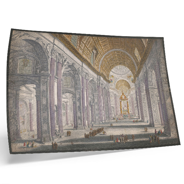 Poster Gezicht über das Innere der Sint Pietersbasiliek im Vaticaanstad von Anonymous und Giovanni Battista Piranesi