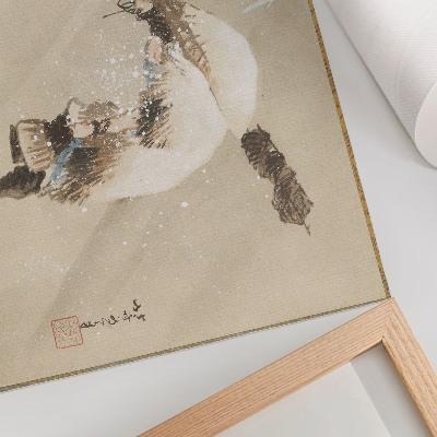 Poster Ein Fischer mit einem Netz im Schnee (ca. 1821) in hoher Auflösung von Katsushika Hokusai