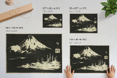 Poster Seikenji Fuji, aus der Serie Spiegel der Steinreibungen von Ansichten der Provinzen (Kohon meihitsu ishizuri kagami)