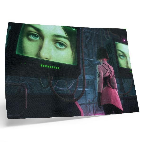 Poster Interaktion mit einem digitalen Bild einer Frau