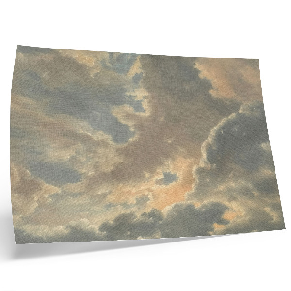 Poster kunstdruck Wolken am Himmel in Grau- und Beigetönen.