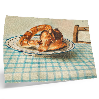 Poster kunstdruck Stillleben mit einem Teller Kuchen von Egon Schiele