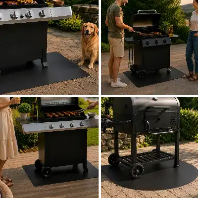Grillmatte als Bodenschutz halboval in 100x100 cm