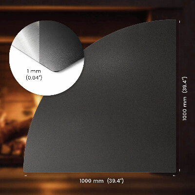 Funkenschutzplatte Kaminöfen Viertelkreis schwarze metallene