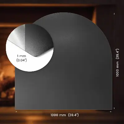 Vorlegeplatte für Kaminöfen halboval in Schwarz aus Metall