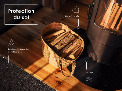 Vorlegeplatte für Kaminöfen Halbovale schwarze metallene