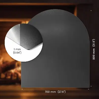 Vorlegeplatte für Kaminöfen halboval in Schwarz aus Metall