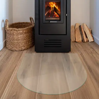 Kamin Glasplatte in semitransparenter semiovaler Ausführung